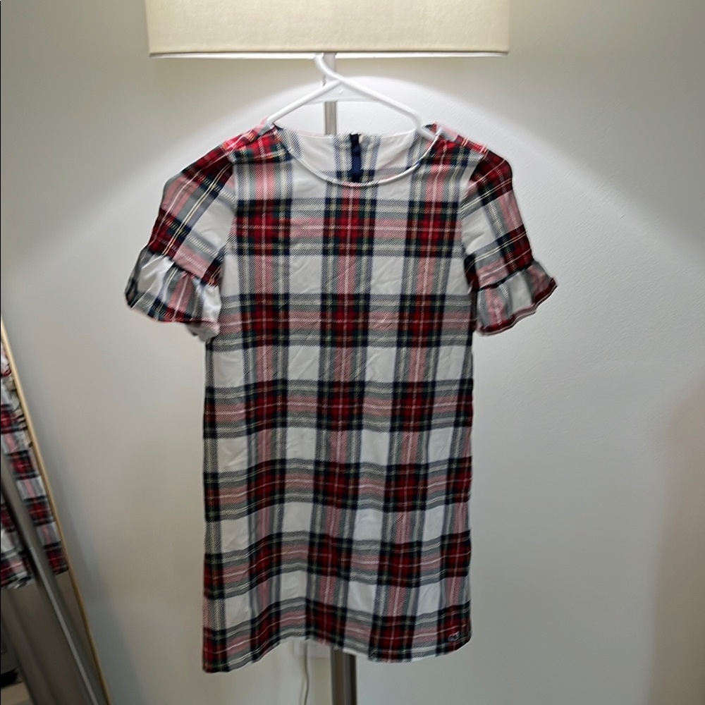 Vineyard vines holiday plaid Ruffle Sleeve Dress girls medium 10-12